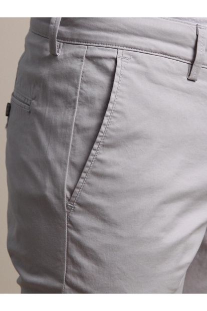 Kip Açık Gri Düz Dokuma Regular Fit Casual Pamuk Karışımlı Pantolon - 3
