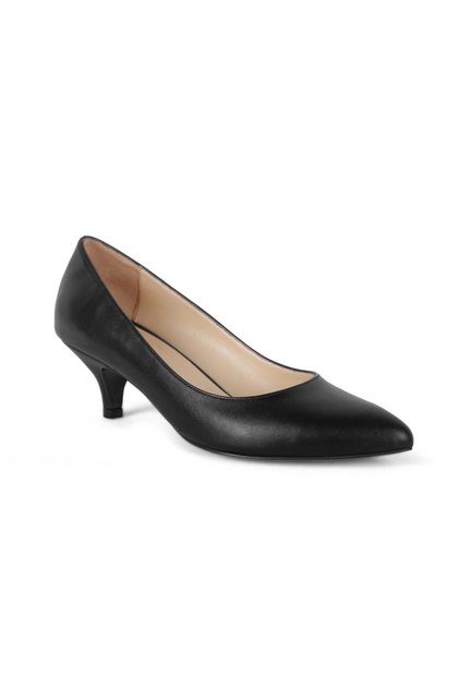 Genuine Black Leather Small Heel Stiletto 1408