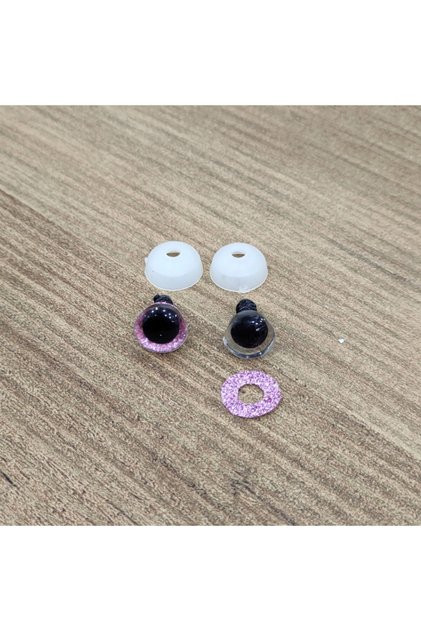 Ochi Amigurumi cu sclipici colorate - Roz - 10 bucăți (5 perechi) încuiți