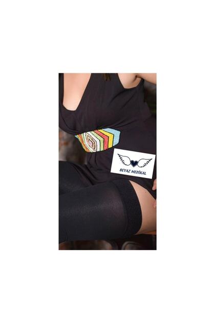 Medium Pressure (23 - 32 Mmhg) Thigh Length Compression Socks Black (Open Toe)