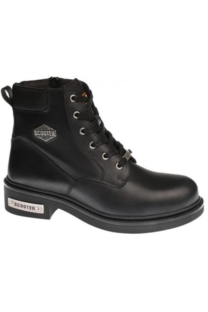 Genuine Leather Black Skin Lace Up Zippered Winter Boots 5121ds