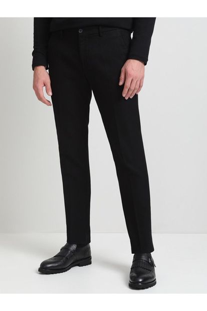 Kip Siyah Mikro Dokuma Slim Fit Casual Pamuk Karışımlı Pantolon - 1