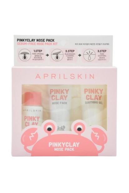 April Skin Pinky Clay Nose Pack - Burun Ve T Bölgesi Için Siyah Maske Tonik & Yatıştırıcı Jel Seti - 3
