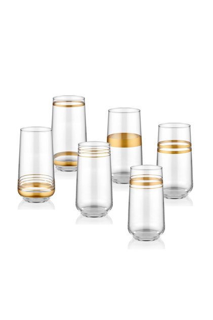 THE MIA LINES WATER GLASS LONG 6 LI SET GOLD