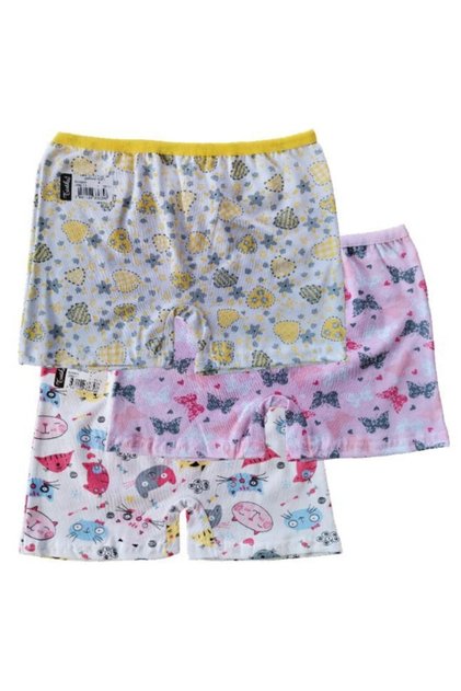 Renkli Baskılı Pamuklu Likralı 3lü Paket Kız Çocuk Boxer Kilot