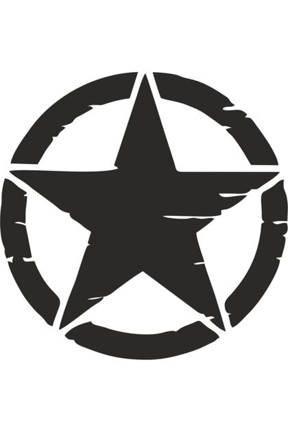2 Pieces Army Star, Military Star Off Road Sticker Black 30 cm