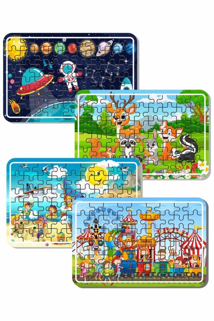 Astronaut, Space, Cute Animals, Amusement Park And Summer Vacation Wooden Puzzle Set