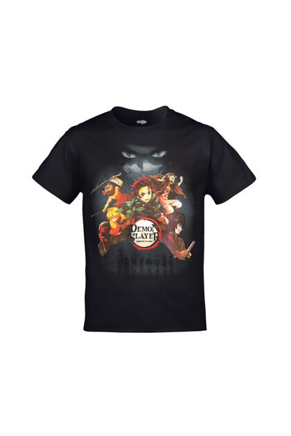 Demon Slayer Kimetsu No Yaiba Anime Front Back Printed Unisex Black Tshirt