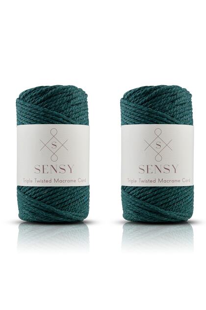 Premium 3 Twist Macrame Rope 3mm Three Twist Πλεκτό Σχοινί Μακραμέ 2 τεμάχια 500 gr Nefti Green