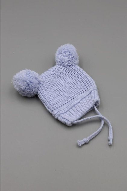 Double Pompom Thessaloniki Knitted String Knitwear Baby Beanie