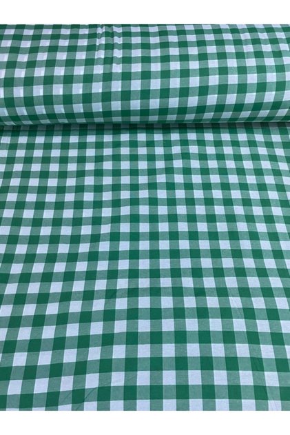Zefir Fabric Green Large Checkered Pattern