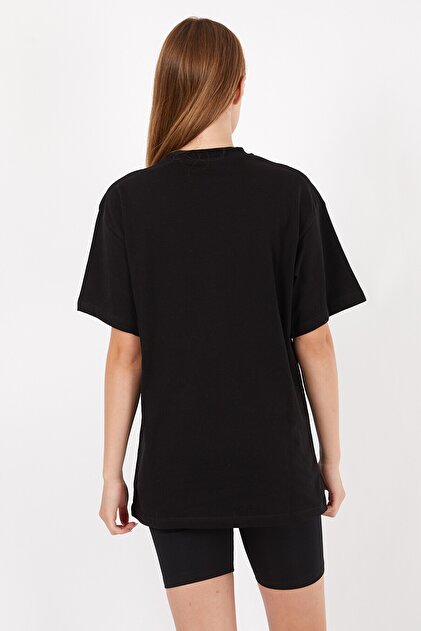 Por Favor Siyah Oversize Kadın Tişört, Siyah Tişört, Kadın Tişört - 6