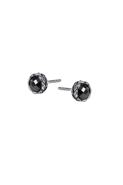 Black Zircon Stone Vintage Mini Leaf Design Stud Earrings for Men 316L Steel (Pair)