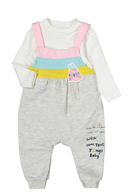 Gray Baby Girl 100% Natural Rain Bow Badied Salopet
