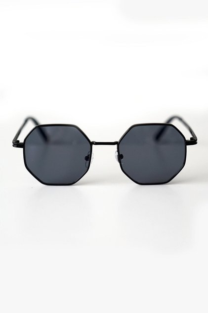 Unisex Octagonal Black Sunglasses