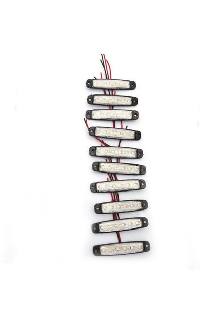 10 Adet Beyaz 6 Ledli Parmak Lamba 12v-24v
