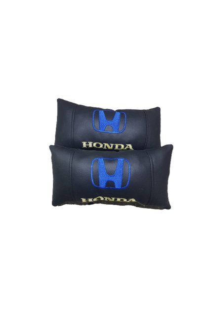 Honda Siyah Nakışlı Mavi Yazılı Lüks Deri Boyun Yastığı