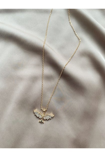 Women's Phoenix Model Gold Plated Silver Necklace
