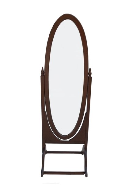 Oval Ayarlanabilir Ayaklı Boy Aynası Tamamı Ahşap Ceviz Renkli