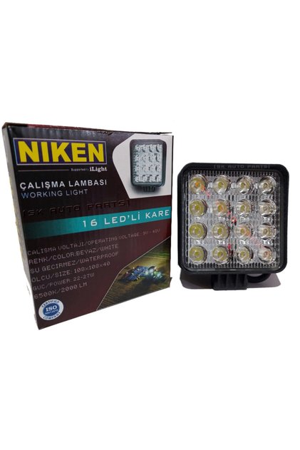 16 Led Kare Kalın Kasalı Off Road Sis Farı Çalışma Lambası (12V-24V UYUMLU)