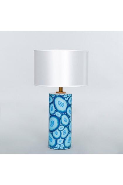 Mavi Beyaz Abajur 63cm