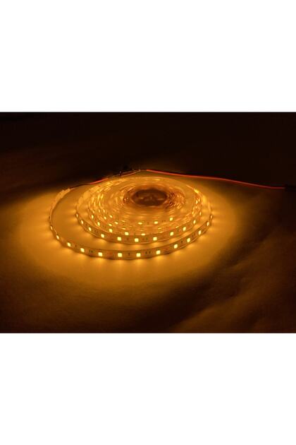 Makyaj Aynası Için 3 Mt Amber Şerit Led + 12v Adaptör Tak Çalıştır Aç Kapa Anahtarlı 3 Çip 3 Metre