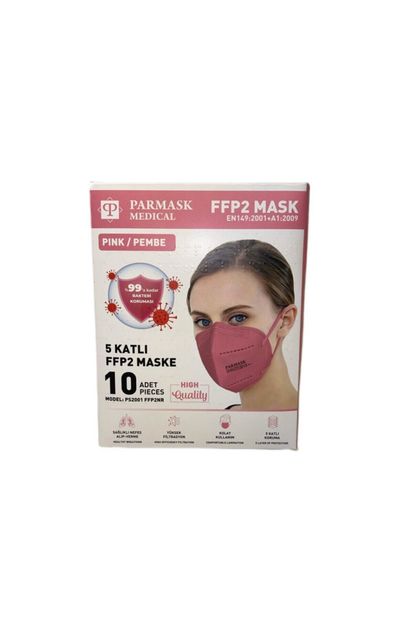 PARMASK MEDİKAL Ffp2 Maske Pembe 10'lu - 3