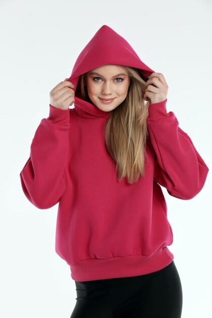 Women's Fuchsia Hooded Sweatshirt - Al-sw0001