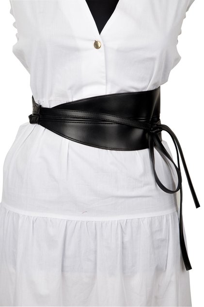 Women's Black Leather Laced Belt