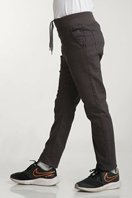 Unisex Kids Ribbed Waist Back to School Canvas School Pants