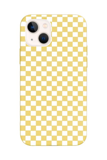 iPhone 13 Compatible Checkerboard Design Yellow Launch Phone Case