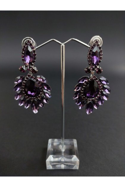 Purple Crystal Stone Henna Wedding Bridal Earrings