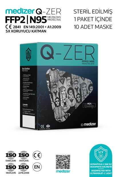 Medizer Qzer Insanlar Desenli N95 Maske 20 Adet - 5