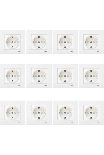 Karre White Child Proof Grounded Socket 12 Pieces - Frame Included