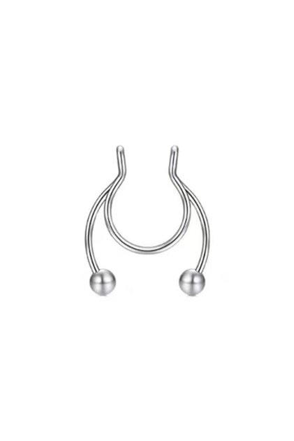 Gri Fake Sahte Septum Sıkıştırmalı Geçmeli Piercing