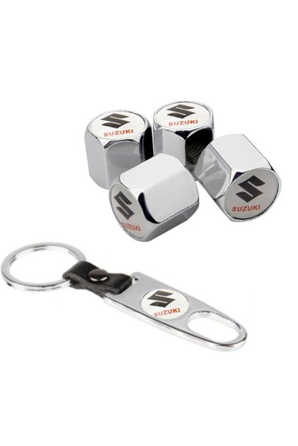 Suzuki Jimny Stainless Steel Valve Cover and Keychain Set Chrome Color Byz
