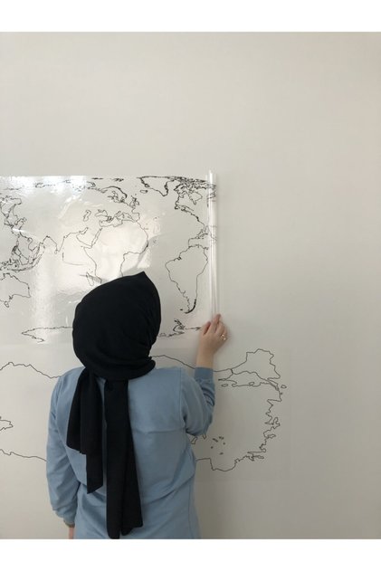 Dilsiz Türkiye Ve Dünya Haritası Yazı Tahtası Statik Akıllı Kağıt Tahta Kalem 2'li Ürün Seti