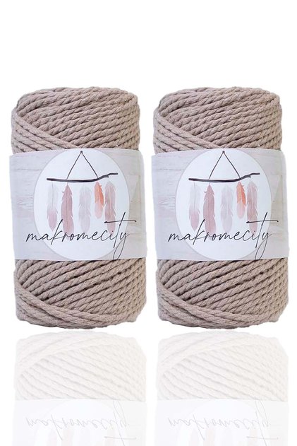 Premium 3 Twist Cotton Macrame Rope 3mm Three Twist Scanned Macrame Rope Rope 250 Gr Set of 2 2 Milk Coffee