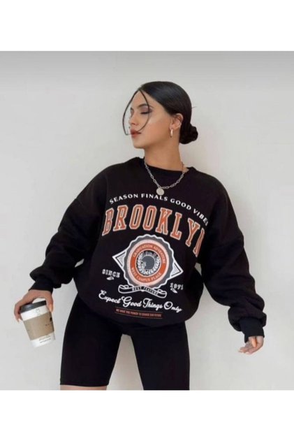 Kadın Siyah Oversize Sweatshirt