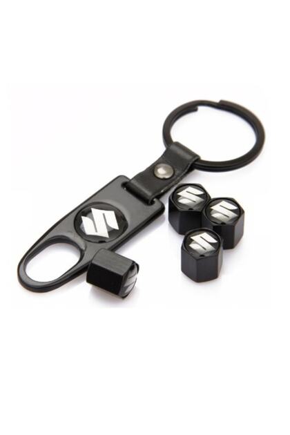 Stainless Steel Valve Cap and Keychain Set for Suzuki Jimny after 1998