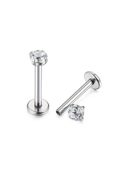 Cerrahi Çelik Gümüş Renk Tek Taş Tragus Helix Kıkırdak Piercingi