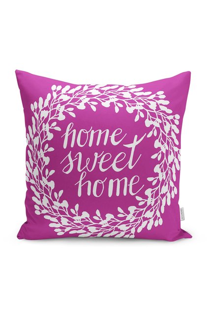 Home Sweet Home Motif Pillow Cushion Cover with Purple Background