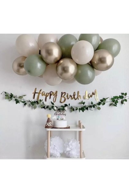 Mini Mold Balloon Concept - Mold Green Balloon Chain - 50 Balloon Chains and Happy Brithday Lettering
