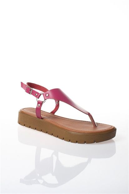 Modagon Kadın Fuşya Pierric Deri Sandalet - 6