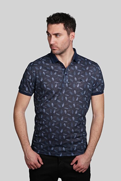 İgs Erkek Lacivert Modern Fit  Polo Yaka T-shirt - 1