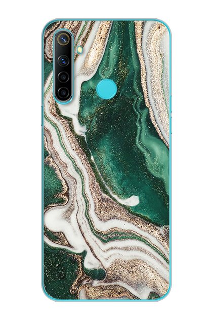 Super Transparent Silicone Phone Case Oppo Realmi 6I with Green Beach Design