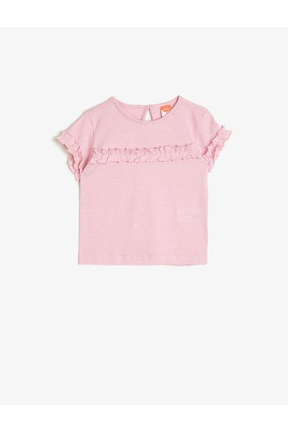 Koton Kız Bebek Pembe Fırfır Detaylı T-Shirt - 2