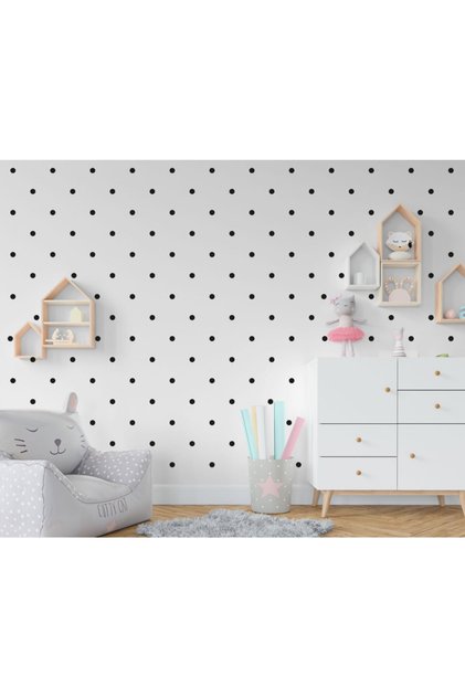 2.5 Cm Matte Black Round Polka Dot Wall Sticker 250 Pieces