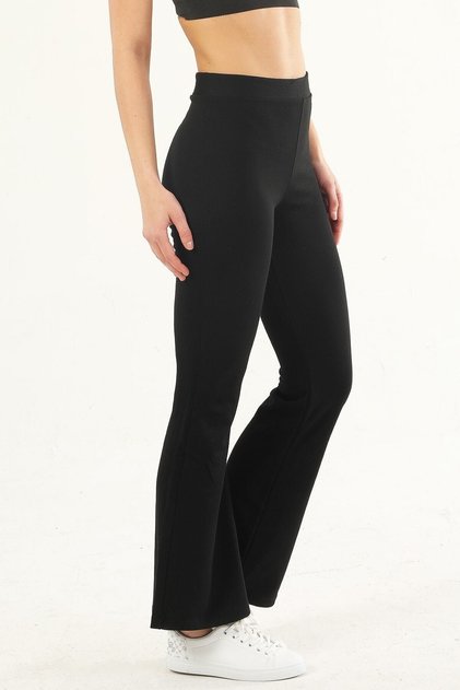 Women's Black Flare Leg High Waist Lifting Leggings Trousers