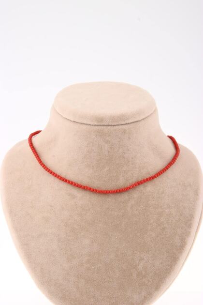 Certified Natural Stone Necklace Ocean (UNPAINTED ORIGINAL) Red Coral 3 Mm, M454